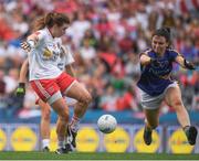 24 September 2017; Niamh O'Neill of Tyrone in action against Siobhán Condon of Tipperary during the TG4 Ladies Football All-Ireland Intermediate Championship Final match between Tipperary and Tyrone at Croke Park in Dublin. Photo by Brendan Moran/Sportsfile