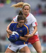 24 September 2017; Maria Curley of Tipperary in action against Gemma Begley of Tyrone during the TG4 Ladies Football All-Ireland Intermediate Championship Final match between Tipperary and Tyrone at Croke Park in Dublin. Photo by Brendan Moran/Sportsfile