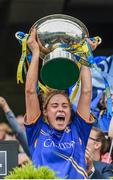 24 September 2017; Samantha Lambert of Tipperary lifts the cup following the TG4 Ladies Football All-Ireland Intermediate Championship Final match between Tipperary and Tyrone at Croke Park in Dublin. Photo by Cody Glenn/Sportsfile