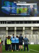24 September 2017; A tribute to the late Jimmy Magee ahead of the TG4 Ladies Football All-Ireland Senior Championship Final match between Dublin and Mayo at Croke Park in Dublin. Photo by Cody Glenn/Sportsfile