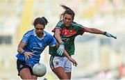 24 September 2017; Noelle Healy of Dublin in action against Orla Conlon of Mayo during the TG4 Ladies Football All-Ireland Senior Championship Final match between Dublin and Mayo at Croke Park in Dublin. Photo by Cody Glenn/Sportsfile