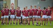 24 September 2017; The Slaughtneil team standing for the anthem during the Derry County Senior Football Championship Final match between Slaughtneil and Ballinascreen at Celtic Park in Derry. Photo by Oliver McVeigh/Sportsfile