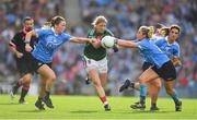 24 September 2017; Cora Staunton of Mayo in action against Deirdre Murphy, left, and Martha Byrne of Dublin during the TG4 Ladies Football All-Ireland Senior Championship Final match between Dublin and Mayo at Croke Park in Dublin. Photo by Brendan Moran/Sportsfile
