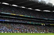 24 September 2017; The teams parade in front of a packed Cusack Stand prior to the TG4 Ladies Football All-Ireland Senior Championship Final match between Dublin and Mayo at Croke Park in Dublin. Photo by Brendan Moran/Sportsfile