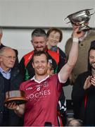 24 September 2017; Patsy Bradley of Slaughtneil holds aloft the John McLaughlin cup after the Derry County Senior Football Championship Final match between Slaughtneil and Ballinascreen at Celtic Park in Derry. Photo by Oliver McVeigh/Sportsfile