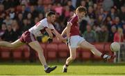 24 September 2017; Ronan Bradley of Slaughtneil in action against Dermot McBride of Ballinascreen during the Derry County Senior Football Championship Final match between Slaughtneil and Ballinascreen at Celtic Park in Derry. Photo by Oliver McVeigh/Sportsfile