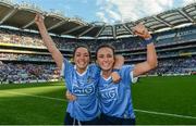 24 September 2017; Sinéad Goldrick, left, and Niamh McEvoy of Dublin celebrate following the TG4 Ladies Football All-Ireland Senior Championship Final match between Dublin and Mayo at Croke Park in Dublin. Photo by Cody Glenn/Sportsfile