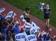24 September 2017; Ciara Trant of Dublin celebrates with the Brendan Martin Cup following the TG4 Ladies Football All-Ireland Senior Championship Final match between Dublin and Mayo at Croke Park in Dublin. Photo by Stephen McCarthy/Sportsfile
