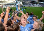 24 September 2017; Ciara Trant of Dublin and team-mates celebrate with the cup following the TG4 Ladies Football All-Ireland Senior Championship Final match between Dublin and Mayo at Croke Park in Dublin. Photo by Cody Glenn/Sportsfile