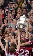 8 July 2012; Galway captain Fergal Moore lifts the Bob O'Keeffe cup. Leinster GAA Hurling Senior Championship Final, Kilkenny v Galway, Croke Park, Dublin. Picture credit: Daire Brennan / SPORTSFILE