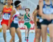 10 July 2012; Sarah Collins, 1345, Ireland, crosses the finish line in the Women's 3000m, where she finished in 13th place. IAAF World Junior Athletics Championships, Montjuïc Olympic Stadium, Barcelona, Spain. Picture credit: Brendan Moran / SPORTSFILE