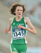 10 July 2012; Sarah Collins, 1345, Ireland, crosses the finish line in the Women's 3000m, where she finished in 13th place. IAAF World Junior Athletics Championships, Montjuïc Olympic Stadium, Barcelona, Spain. Picture credit: Brendan Moran / SPORTSFILE