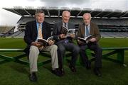 11 July 2012; At the launch of The Godfather of Modern Hurling - The Father Tommy Maher Story by Enda McEvoy are, from left, former Tipperary manager Michael 'Babs' Keating, Kilkenny hurling great Eddie Keher, and Ted Walsh, racehorse trainer. Croke Park, Dublin. Picture credit: Brian Lawless / SPORTSFILE