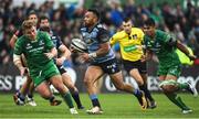 23 September 2017; Willis Halaholo of Cardiff in action against Finlay Bealham and Jarrad Butler of Connacht during the Guinness PRO14 Round 4 match between Connacht and Cardiff Blues at Sportsground in Galway. Photo by Brendan Moran/Sportsfile
