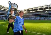 24 September 2017; Lyndsey Davey of Dublin celebrates with the Brendan Martin Cup after the TG4 Ladies Football All-Ireland Senior Championship Final match between Dublin and Mayo at Croke Park in Dublin. Photo by Brendan Moran/Sportsfile