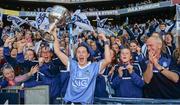 24 September 2017; Lyndsey Davey of Dublin celebrates with the cup and supporters following the TG4 Ladies Football All-Ireland Senior Championship Final match between Dublin and Mayo at Croke Park in Dublin. Photo by Cody Glenn/Sportsfile