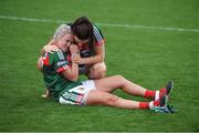 24 September 2017; Fiona Doherty of Mayo is consoled by team-mate Noirín Moran following the TG4 Ladies Football All-Ireland Senior Championship Final match between Dublin and Mayo at Croke Park in Dublin. Photo by Cody Glenn/Sportsfile