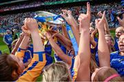 24 September 2017; Tipperary players celebrate with the cup following the TG4 Ladies Football All-Ireland Intermediate Championship Final match between Tipperary and Tyrone at Croke Park in Dublin. Photo by Cody Glenn/Sportsfile