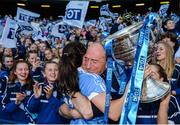 24 September 2017; Lyndsey Davey of Dublin celebrates with supporters and the Brendan Martin Cup following the TG4 Ladies Football All-Ireland Senior Championship Final match between Dublin and Mayo at Croke Park in Dublin. Photo by Cody Glenn/Sportsfile