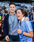 24 September 2017; Sinéad Goldrick of Dublin and Dublin Senior Hurler David Treacy following the TG4 Ladies Football All-Ireland Senior Championship Final match between Dublin and Mayo at Croke Park in Dublin. Photo by Cody Glenn/Sportsfile