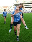 24 September 2017; Sinéad Finnegan, top, and Denise McKenna of Dublin following the TG4 Ladies Football All-Ireland Senior Championship Final match between Dublin and Mayo at Croke Park in Dublin. Photo by Cody Glenn/Sportsfile