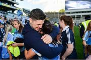 24 September 2017; Sinéad Goldrick of Dublin and Dublin Senior Hurler David Treacy following the TG4 Ladies Football All-Ireland Senior Championship Final match between Dublin and Mayo at Croke Park in Dublin. Photo by Cody Glenn/Sportsfile