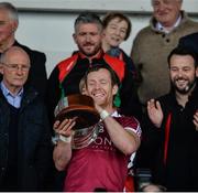 24 September 2017; Patsy Bradley of Slaughtneil drops the Sean McLaughlin cup after lifting it following the Derry County Senior Football Championship Final match between Slaughtneil and Ballinascreen at Celtic Park in Derry. Photo by Oliver McVeigh/Sportsfile