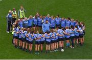 24 September 2017; Dublin manager Mick Bohan speak to his players before the TG4 Ladies Football All-Ireland Senior Championship Final match between Dublin and Mayo at Croke Park in Dublin. Photo by Stephen McCarthy/Sportsfile