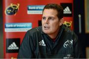 25 September 2017; Munster director of rugby Rassie Erasmus during a Munster Rugby Press Conference at the University of Limerick in Limerick. Photo by Diarmuid Greene/Sportsfile