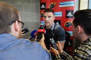 25 September 2017; Andrew Conway of Munster speaks to reporters during a Munster Rugby Press Conference at the University of Limerick in Limerick. Photo by Diarmuid Greene/Sportsfile
