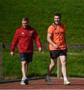 25 September 2017; Keith Earls and Peter O'Mahony of Munster make their way out for Munster Rugby Squad Training at the University of Limerick in Limerick. Photo by Diarmuid Greene/Sportsfile