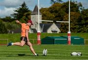 25 September 2017; Ian Keatley of Munster practices his place kicking during Munster Rugby Squad Training at the University of Limerick in Limerick. Photo by Diarmuid Greene/Sportsfile