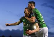 25 September 2017; Garry Buckley, left, of Cork City celebrates with team-mate Shane Griffin after his shot was deflected in by Brian Gartland of Dundalk resulting in an own goal during the SSE Airtricity Premier Division match between Cork City and Dundalk at Turners Cross, in Cork. Photo by Eóin Noonan/Sportsfile