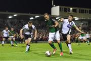 25 September 2017; Karl Sheppard of Cork City in action against Brian Gartland, right, and Sean Hoare of Dundalk during the SSE Airtricity Premier Division match between Cork City and Dundalk at Turners Cross, in Cork. Photo by Eóin Noonan/Sportsfile