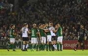 25 September 2017; Players from both teams during a coming together during the SSE Airtricity Premier Division match between Cork City and Dundalk at Turners Cross, in Cork. Photo by Eóin Noonan/Sportsfile