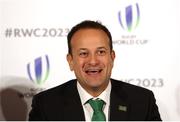25 September 2017; An Taoiseach Leo Varadkar T.D during the Rugby World Cup 2023 Bid Presentations at he Royal Garden Hotel in London, England. Photo by Christopher Lee / World Rugby via Sportsfile