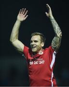 25 September 2017; Jordi Balk of St Patrick’s Athletic celebrates following his side's victory during the SSE Airtricity League Premier Division match between St Patrick's Athletic and Shamrock Rovers at Richmond Park, in Dublin. Photo by Seb Daly/Sportsfile