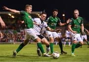 25 September 2017; Dylan Connolly of Dundalk in action against Cork City players, from left, Conor McCormack, Shane Griffin and Stephen Dooley during the SSE Airtricity Premier Division match between Cork City and Dundalk at Turners Cross in Cork. Photo by Stephen McCarthy/Sportsfile