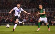 25 September 2017; Chris Shields of Dundalk in action against Karl Sheppard of Cork City during the SSE Airtricity Premier Division match between Cork City and Dundalk at Turners Cross in Cork. Photo by Stephen McCarthy/Sportsfile