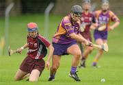 14 July 2012; Ursula Jacob, Wexford, in action against Sandra Tannin, Galway. All-Ireland Senior Camogie Championship Round 4, in association with RTÉ Sport, Galway v Wexford, Kenny Park, Athenry, Co. Galway. Picture credit: Pat Murphy / SPORTSFILE