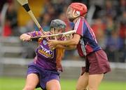 14 July 2012; Ursula Jacob, Wexford, in action against Therese Maher, Galway. All-Ireland Senior Camogie Championship Round 4, in association with RTÉ Sport, Galway v Wexford, Kenny Park, Athenry, Co. Galway. Picture credit: Pat Murphy / SPORTSFILE