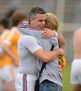 14 July 2012; Padraic Joyce, Galway, with his wife Tracey after the game. GAA Football All-Ireland Senior Championship Qualifier, Round 2, Antrim v Galway, Casement Park, Belfast, Co. Antrim. Picture credit: Oliver McVeigh / SPORTSFILE