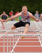 14 July 2012; Joseph Halwax, D.S.D. A.C., Dublin, on his way to finishing second in the Boy's Under-16 100m Hurdles event. Woodie’s DIY Juvenile Track and Field Championships of Ireland, Tullamore Harriers Stadium, Tullamore, Co. Offaly. Picture credit: Tomas Greally / SPORTSFILE