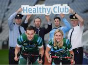 27 September 2017; A GAA staff group from Croke Park will embark on the 'Tour de Thurles' raising funds for the GAA's five official 2017 charities by cycling from headquarters to the birthplace of the Association. They will set off from Dublin 3 at 7.30 Thursday morning, 28th September, with an expected arrival time in Thurles of circa 5pm. The160 km route will take the group from the capital through Meath, Kildare, Laois and Kilkenny before finishing in Liberty Square outside Hayes Hotel, the site of the foundation of the GAA. At the announcement in Croke Park are cyclists Kevin Sexton, front left, GAA Ticketing and Training Executive, and Stacey Cannon, front right, GAA Health and Well-Being Coordinator  and former Kildare ladies footballer, joined by, from left, Community Garda Mark Higgins, Ballymun Station, Peter Minchin, Community & Branch Fundraising Coordinator Cystic Fibrosis Ireland, David Treacy, GAA Commercial and Sponsorship Account Manager / Dublin senior hurler, and Mark Curran, Chief Garda Superintendent, Ballymun Station. Photo by Cody Glenn/Sportsfile