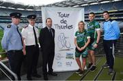 27 September 2017; A GAA staff group from Croke Park will embark on the 'Tour de Thurles' raising funds for the GAA's five official 2017 charities by cycling from headquarters to the birthplace of the Association. They will set off from Dublin 3 at 7.30 Thursday morning, 28th September, with an expected arrival time in Thurles of circa 5pm. The160 km route will take the group from the capital through Meath, Kildare, Laois and Kilkenny before finishing in Liberty Square outside Hayes Hotel, the site of the foundation of the GAA. At the announcement in Croke Park are, from left, Community Garda Mark Higgins, Ballymun Station, Mark Curran, Chief Garda Superintendent, Ballymun Station, Peter Minchin, Community & Branch Fundraising Coordinator Cystic Fibrosis Ireland, Stacey Cannon, GAA Health and Well-Being Coordinator and former Kildare ladies footballer, Kevin Sexton, GAA Ticketing and Training Executive, David Treacy, GAA Commercial and Sponsorship Account Manager / Dublin senior hurler. Photo by Cody Glenn/Sportsfile