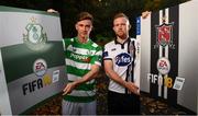 27 September 2017; EA SPORTS™ celebrates 10 years of SSE Airtricity League action with the return of the FIFA 18 Club packs! Featuring the individual club crest of all 12 Premier Division teams, Irish fans from across the country can show their support and download the special sleeve for free when the game launches this Friday 29th September from www.easports.com/uk/fifa/club-packs-17/league-of-ireland . Pictured at the launch of FIFA 18 Club packs at the Iveagh Gardens in Dublin is Ronan Finn of Shamrock Rovers and Sean Hoare of Dundalk. Photo by Stephen McCarthy/Sportsfile