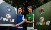 27 September 2017; EA SPORTS™ celebrates 10 years of SSE Airtricity League action with the return of the FIFA 18 Club packs! Featuring the individual club crest of all 12 Premier Division teams, Irish fans from across the country can show their support and download the special sleeve for free when the game launches this Friday 29th September from www.easports.com/uk/fifa/club-packs-17/league-of-ireland . Pictured at the launch of FIFA 18 Club packs at the Iveagh Gardens in Dublin is Dean Clarke of Limerick FC and Kieran Sadlier of Cork City. Photo by Stephen McCarthy/Sportsfile