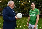 27 September 2017; In attendance at the announcement of EirGrid as team sponsor for the International Rules side that will travel to Australia over the two-test series in November are Ireland International Rules manager Joe Kernan and player Conor McKenna. EirGrid is a state-owned company that operates the national grid in Ireland. EirGrid’s task is to deliver a safe, secure and reliable supply of electricity now, and in the future. Photo by Sam Barnes/Sportsfile
