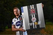 27 September 2017; EA SPORTS™ celebrates 10 years of SSE Airtricity League action with the return of the FIFA 18 Club packs! Featuring the individual club crest of all 12 Premier Division teams, Irish fans from across the country can show their support and download the special sleeve for free when the game launches this Friday 29th September from www.easports.com/uk/fifa/club-packs-17/league-of-ireland . Pictured at the launch of FIFA 18 Club packs at the Iveagh Gardens in Dublin is Sean Hoare of Dundalk. Photo by Stephen McCarthy/Sportsfile
