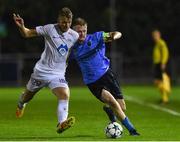 27 September 2017; Luka Lovic of UCD in action against Henrik Jenset of Molde FK during the U19 UEFA Youth League First Round match between UCD and Molde FK at UCD Bowl in Belfield, Dublin. Photo by Matt Browne/Sportsfile